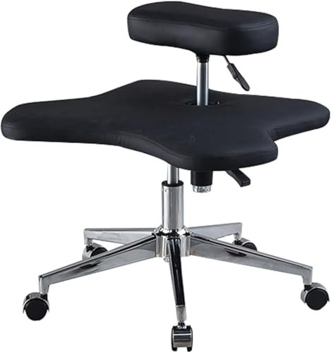 MIDUOLAI Bürostuhl mit gekreuzten Beinen, Meditationshocker zum Sitzen, Ergonomisch, Verstellbar, Kniestuhl für Kinder und Erwachsene, Stuhl mit gekreuzten Beinen,Schwarz,Plated Legs