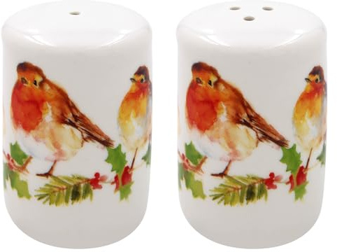 Winter Robin Design Fine China Salt and Pepper Shaker Pots