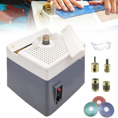 Mini amoladora de vidrio portátil, máquina de amolar for vidrio teñido, brocas de amoladora de 1/4, 3/4, 1 y 1/8 incluidas, amoladora angular de borde de vidrio for arte de concha de cerámica de d