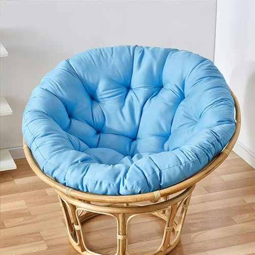 Generisch Rundes Stuhlkissen, wasserdicht, überfüllt, Hängematten-Sitzkissen, Schaukelstuhlpolster zum Aufhängen, Eierstuhl, klappbares Gartensofa, abnehmbar, mit Reißverschluss,40x40cm,Sky Blue