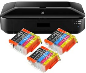 IC-Office iX6850 Farbtintenstrahl Drucker DIN A3+ (Bürodrucker, Fotodruck, Textdruck, 9.600 x 2.400 DPI, WiFi, WLAN, USB, Direktdruck, Print App) schwarz + 15 XL Tintenpatronen