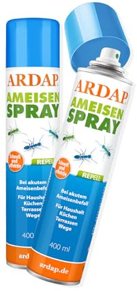 ARDAP Repell Ameisenspray 2 x 400ml - Ameisenspray außen & gegen Ameisen im Haus - Mittel gegen Ameisen - Ameisenmittel - Ameisen Spray bei akutem Ameisenbefall - Wirkt schnell (PT19)