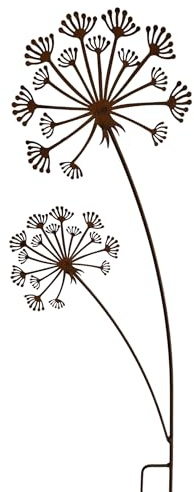 Gartenstecker Pusteblume aus Edelrost, Gartendekoration für Beete, Terrasse und Balkon, Metall-Stecker in Rostoptik, Deko Doldenblume wetterfeste Dekoration
