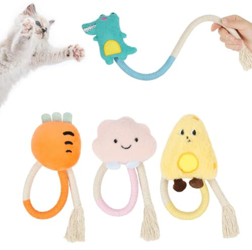 Adiwo 4 PCS Plush Cat Rope Toys Set, Bite Resistant Catnip Rope, Sisal Rope Cat Toys, Catnip Cotton Rope Toy, Cat Chew Toys for Teeth Cleaning and Teething, Prevent Bad Breath (18 Inches Each)