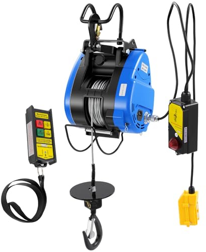 Seilwinde Elektrisch 250kg 230V, 1500W Elektroseilzug mit Funkfernbedienung, 30m Stahlseil, 29m Hubhöhe, 19m/min für Garage Werkstatt Lager