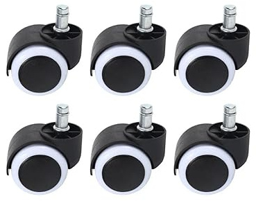 Ruote per Sedia da Ufficio, 6 Pezzi, Ruote di Ricambio per Sedia, Ruote girevoli, Ruote silenziose per Pavimenti duri, Set di Ruote per Sedia da Ufficio