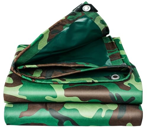 Heavy Duty Camouflage Tarpaulin Waterproof Tarp Cover Sheet for Camping Furniture Garden 450g/m² Ground Sheet Foldable Rainproof Tarp Tent, Camo(2x3m)