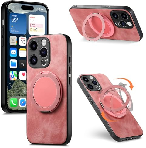 BEENTRYS Cover Magnetica per iPhone 13 mini Custodia,Anello Supporto Sottile Morbido PU Leather Supporto Auto Magnetico Regalo Fotocamera Antiurto Protettiva Custodia-Rosa