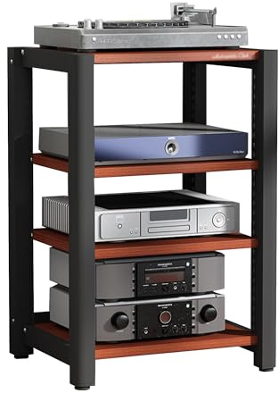 Mobiletto Porta TV angolare con Giradischi, mobiletto Porta TV, mobiletto Porta Altoparlanti Stereo, Adatto per Soggiorno, Piccolo Centro di intrattenimento, Sala Giochi (Teak, 60 * 50 * 85
