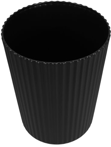 POPETPOP Papelera de Plástico Redonda Mediana sin Tapa Cubo de Basura para Cocina y Baño Bote de Basura Portátil para Escritorio Contenedor de Residuos Doméstico Negro