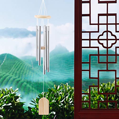 Yinhing Vindspel Trä Rostfritt Stål 6 Rör Utomhus Inomhus Hängande Windchime för Trädgård Uteplats Veranda Melodiska Ljud Heminredning Inflyttning Special