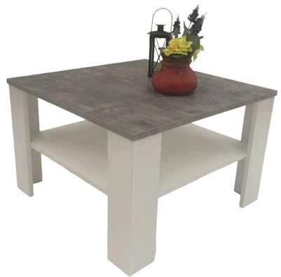 Möbel SD Couchtisch Wohnzimmertisch Kaffeetisch (Jan) Betonoptik - weiß