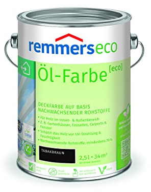 Remmers Öl-Farbe [eco] tabakbraun, 2,5 Liter, Öko Farbe für Holz innen und außen, mit 3fach Schutz, nachhaltig, umweltfreundlich