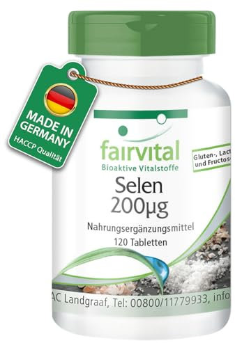 Fairvital | Selen 200mcg Tabletten - 120 Tabletten - HOCHDOSIERT - VEGAN - Selenomethionin - Schilddrüse