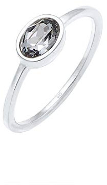 Elli Ring Damen Bandring Klassisch Schlicht mit Kristall 925 Sterling Silber