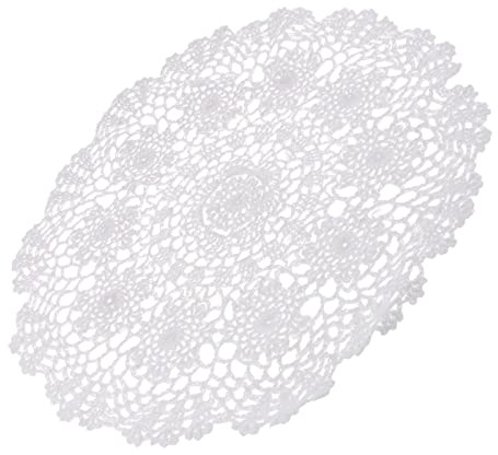 chiwanji, centrino Vintage in Pizzo all'Uncinetto, sottobicchiere in Cotone, per cene, Cucina, tavolino da caffè, tovaglietta, Decorazione per Feste di Matrimonio (40 cm, 50 cm), Bianco, 40 cm