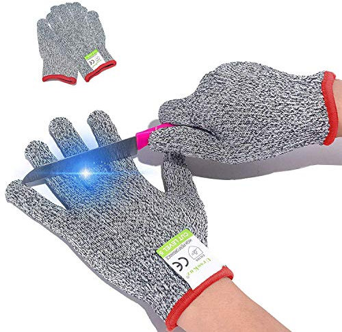 UrsoKuz Cut Resistant Gloves for Kids - 2 Pairs, Food Grade Safety Cut Gloves for Meal Prep Crafts and Outdoors - EN388 Level 5 Protection from Knives Vegetable Peelers - Fits Both Hands