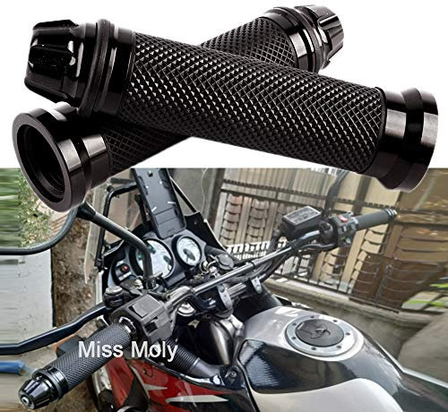 7/8 22mm Motorcycle Grips Non-Slip Rubber Handlebar Hand Grips(Black)