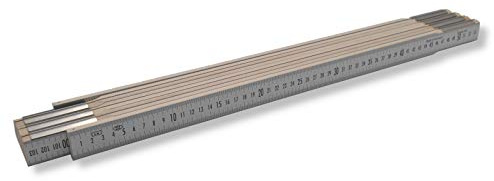 DEWEPRO® Spezial Gliedermaßstab 3m mit Duplexteilung - Holzmeterstab 500 cm Zollstock - Meterstab aus Hartholz in weiß