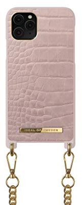 IDEAL OF SWEDEN Handy-Halskette mit Hülle für das iPhone 11 Pro/X/XS mit passendem Riemen (100 – 115 cm), Handykette geeignet für die Verwendung mit kabellosen Ladegeräten (Misty Rose Croco)