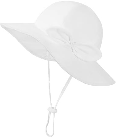 Baby Girl Sun Hat Summer Beach Hats UPF 50+ with Wide Brim Strap Bucket Hat