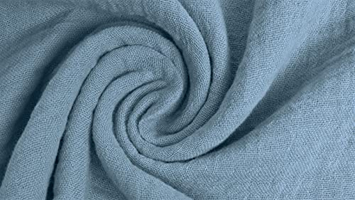 Musselin Stoff Meterware Uni Einfarbig - 1 Meter, Musselinstoff, Baumwollkrepp, Double Gauze, Babykleidung, Kuscheltücher, Stoffwindel, Dekoration (Jeansblau)