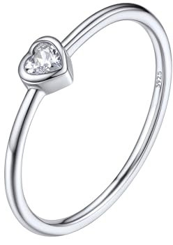 Silvora 925 Sterling Silber Zirkonia Ring Herzförmiger Weißer Zirkon im Facettiert Prisma Geschnitten Weißer Zirkon Ehering Promise Ring für Damen Frauen Ringgröße 64（20.5） in Silber