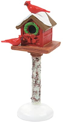 Department 56 Zubehör für Village Collections Vogelfutterstation Kardinal auf Weihnachten Figur, Kunstharz, Mehrfarbig, 3.5 Inch