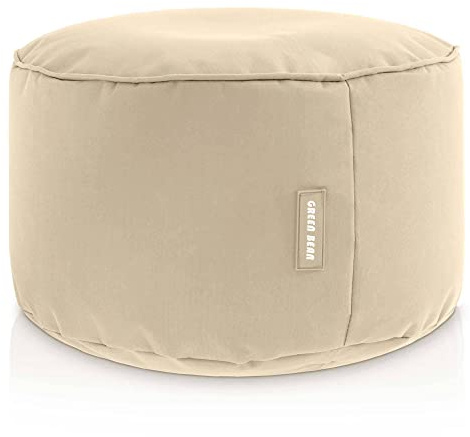 Green Bean Sitzsack-Hocker 45x25cm mit EPS-Perlen Füllung - Fußhocker Fußkissen Sitz-Pouf für Sitzsäcke - Bodenkissen für Kinder und Erwachsene - Fußablage Sitzkissen Sitzhocker Beige