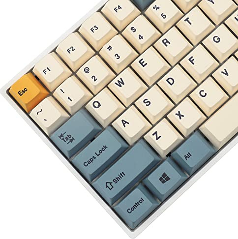 YMDK 145 aprikosengelbe Farbstoff-Sub-Mac-Tastenkappen, dickes PBT-Kirschprofil-Tastenkappen für TKL 61 64 68 75 87 96 104 108 GMMK MX mechanische Tastatur