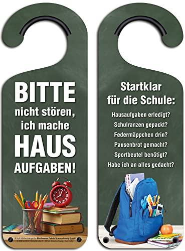 Kult-Klinkenhänger Türhänger Doorhanger - BITTE NICHT STÖREN - HAUSAUFGABEN - KIND SCHULE - KL20 Türschild Blechschild