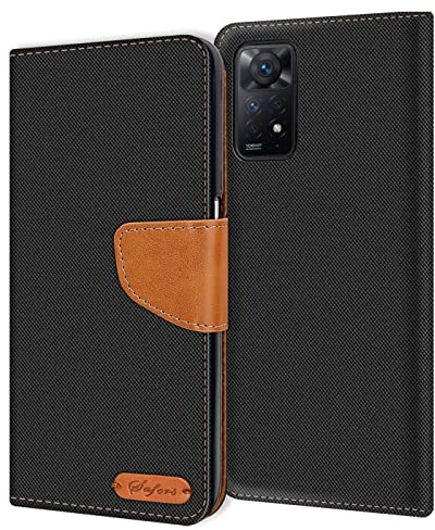 Verco Coque pour Xiaomi Redmi Note 11 Pro, Redmi Note 11 Pro 5G Étui Portefeuille Compatible avec Redmi Note 11 Pro 4G/5G Case Textures de Fibre Housse de Protection, Noir