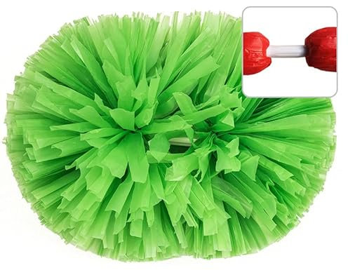 Egurs Groß Cheerleading Pom Poms mit Griff 2 Stück Cheerleader Pompons aus Kunststoff Pom Pom Handblumen Sport Cheers Ball Dance Kostüm Nacht Party Sport Wettbewerb Team Geist grün M=32CM