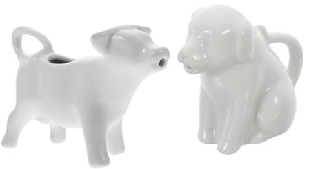 2pcs Cappuccino Water Dog and Kettle Gravy Cafe Design Porcelain Cream Kitchen Lovely Juice Lemon Figurines Cup Tea Syrup Shaped Gravey Serving Home Cow Creamer Coffee Handle