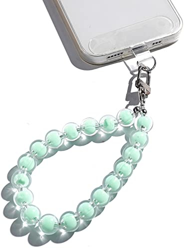 AMAYO Universal Mobile Phone Chain, Mobile Phone Pendant, Beads, Lanyard, Wrist Strap, Compatible With Any Smartphone And Mobile Phone Case, Green Beads