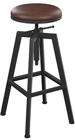 OZCULT Küchenhocker Barhocker PU-Kissen Runden Rotierender hoher Hocker, Eisenkunst Restauranthocker Küchenbar Bürostuhl, Lagergewicht 200kg, Höhenverstellbar von 65-85 cm