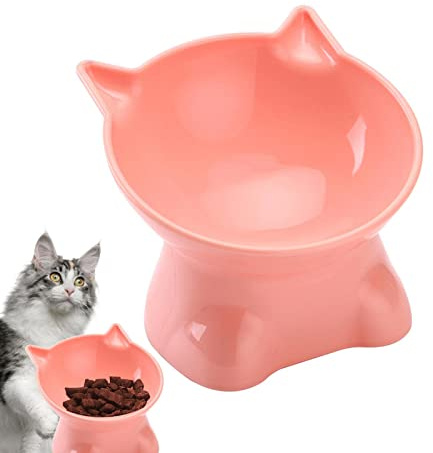 Gamelles anti-vomi pour chats d'intérieur, bol surélevé de nourriture pour chat inclinable à 15 degrés | Gamelle surélevée peu profonde de 13,5 cm, station d'alimentation pour animaux de compagnie ou