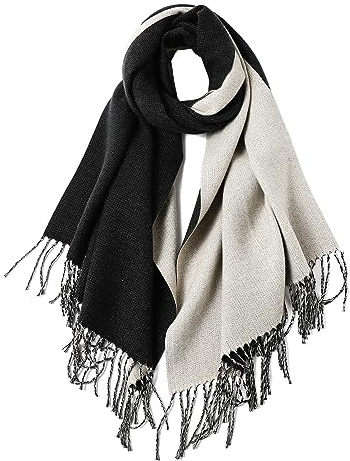 MaaMgic Schal Damen Pashmina Stola Warm Zweifarbig mit quasten/fransen Tücher für Frauen Abendkleider Hochzeit Festlich xxl Schals Herbst Winter Einfarbig Deckenschal MEHRWEG