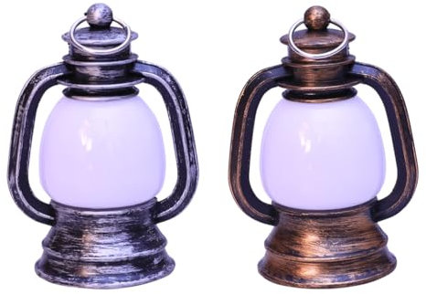 DOITOOL Illuminazione per casa delle bambole, lampada a petrolio, 2 pezzi, da appendere, decorazione natalizia, lampada a olio per esterni, mini LED a petrolio, lampada antica, luce notturna calda,