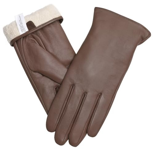 Ymmchy Handschuhe Touchscreen Damen Lederhandschuhe Gefütterte Handschuhe Winter SMS Handschuhe