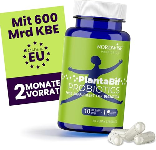 NORDWISE Probiotika PlantaBif Darmsanierung für die Darmgesundheit I 2-Monatsvorrat (600 Mrd. KBE/Paket) I Ideale Darmflora Aufbau
