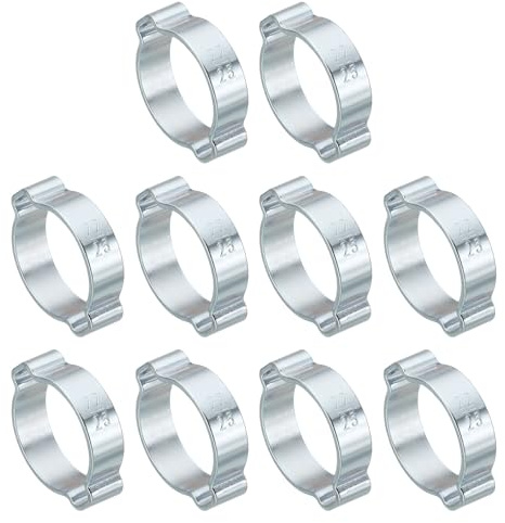 PATIKIL 30pz 22-25mm Set Fascette Stringitubo Doppio Orecchio, Fascette Metalliche Morsetti Tubi Acciaio Zincato per Collegamenti Raccordi Tubi Gas Auto, Tono Argento