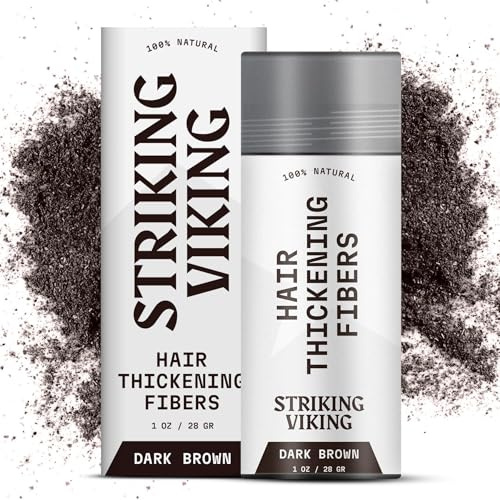 Striking Viking Hair Fibers for Thinning Hair - Dark Brown, 0.98 Oz, Pack of 1 - Volume-Boosting Thickening Powder - Long-Lasting Hold Styling Powder
