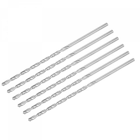 TA-VIGOR 6Pcs 4.2mm Extra Long Twist Drill Bits, 160mm Length High-Speed Steel HSS Straight Shank Spiral Drill Bits for Wood Metal Aluminum Plastic