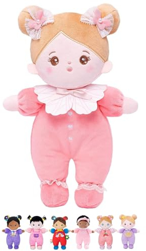 OUOZZZ Soft Plush Baby Doll 10 Snuggle Buddy Pink Bow