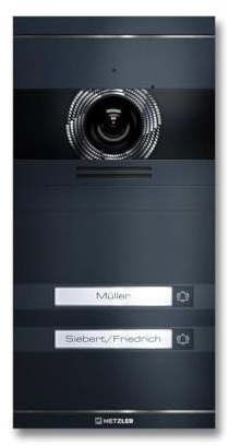 Metzler VDM10 2.0 Video Sprechanlage mit Türöffner (Stromversorgung) & Namensschild - Anschluss LAN POE - Türsprechanlage mit HD-Kamera, für 2 Familienhaus, in Anthrazit aus V2A Edelstahl
