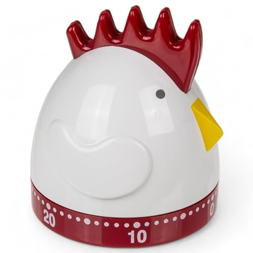 MIJOMA Temporizador de cocina en forma de huevo | 60 minutos de tiempo corto | plástico | temporizador de huevo | temporizador de cuenta atrás | práctico temporizador para tu cocina (pollo)