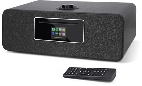MS5P Internet Radio with CD Player, FM Digital Radio,WiFi Internet Radio,Spotify Connect,Bluetooth Speaker, USB Player, Dual Alarms Clock,USB Charging,Colour Display,Remote Control-Black