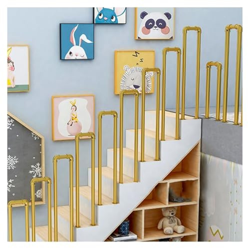 YCZHD Esterni Ringhiera a Forma di U,Corrimano a Ringhiera per Scale,Corrimano per Scale Esterne Interne,Corrimano in Ferro Battuto per Ville,Balconi,Corridoi,Appartamenti(Size:U 35cm,Color:Oro)