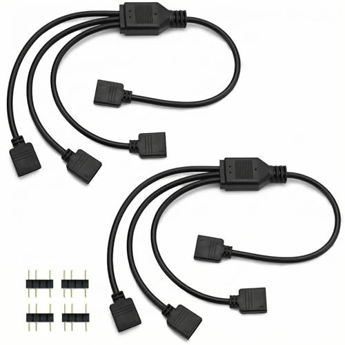 QWORK® 2 piezas cable divisor ARGB, 5 V, 3 Pines, divisor argb, 1 enchufe a 3 enchufes, 30 cm, para enfriador de CPU y ventilador ARGB de 5 V